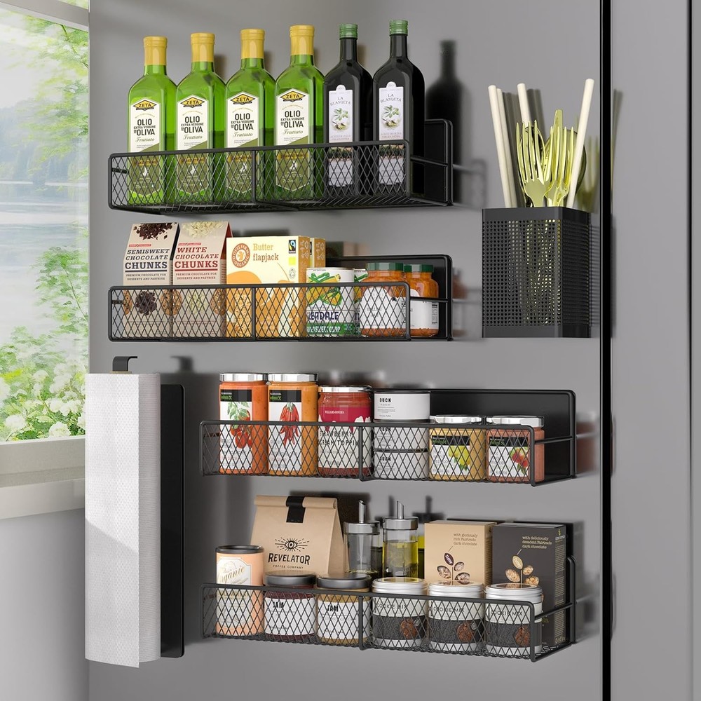 DTUQYX Magnetic Spice Rack 6pc Black 6 Pack