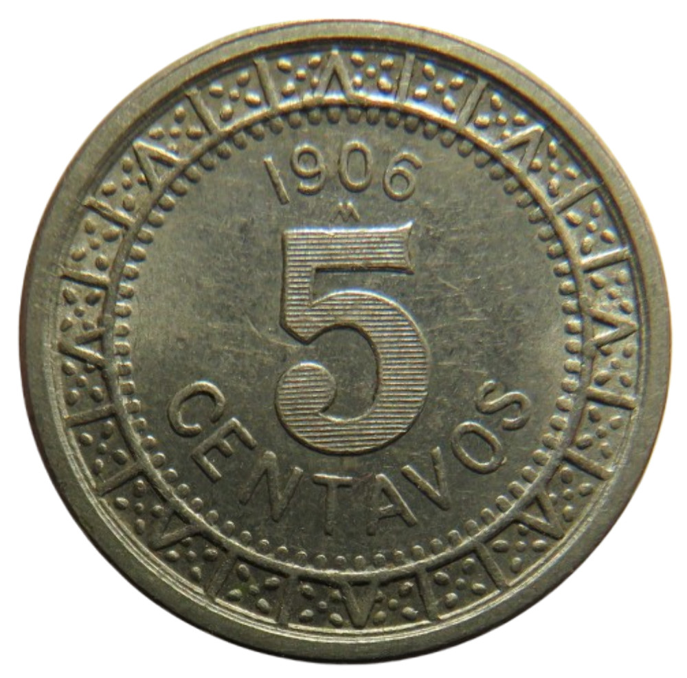 1906 Mexico 5 Centavos Coin