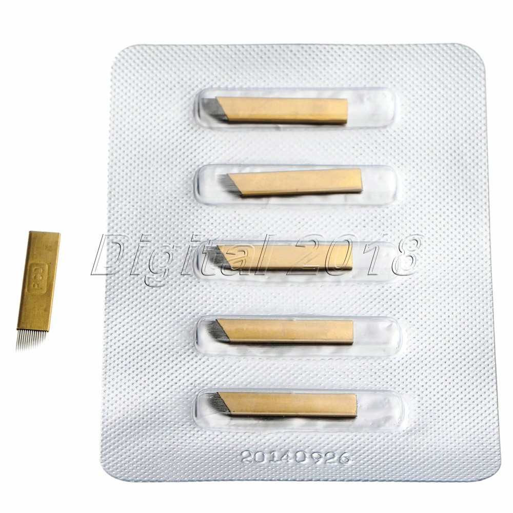 5Pcs 14 Pins Blade Permanent Makeup Eyebrow Tattoo Blades Microblading Needles