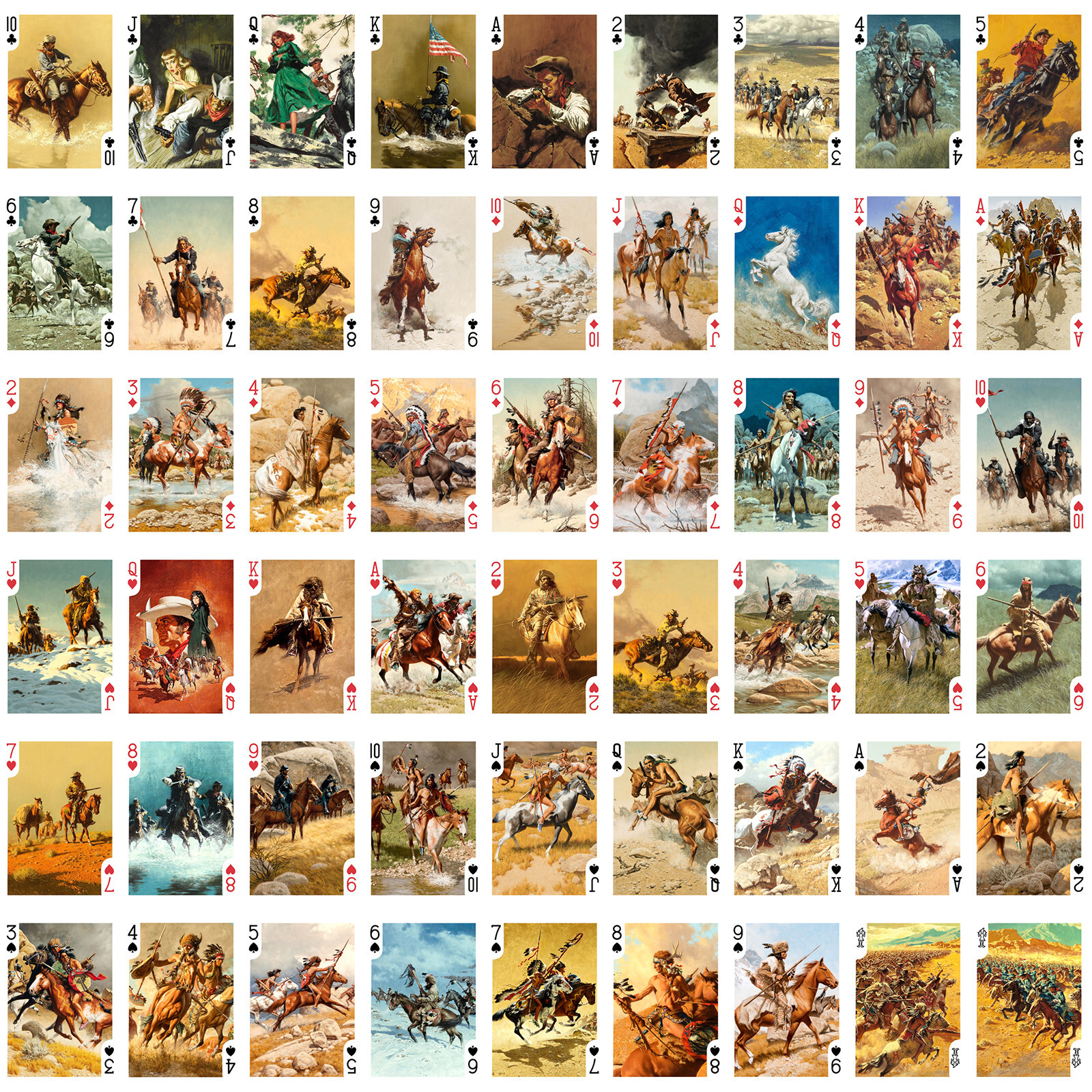 Playing Cards (Poker Deck 54Cards) COWBOYS Vintage Cowboy Western Art 031