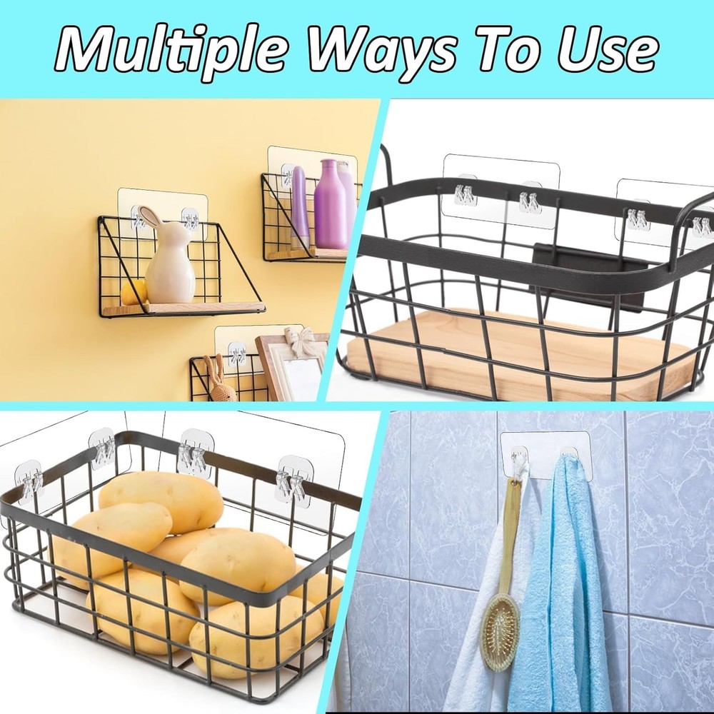 8 Pcs Shower Caddy Adhesive Replacement, Shower Adhesive Hooks Wall Hooks, Trans