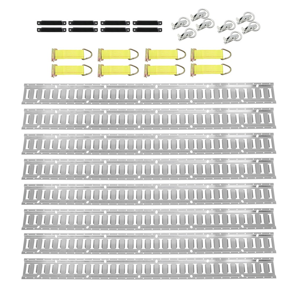 32 Piece 5' Galvanized E Track Rail Set Silver Finish Fit For Enclosed Trailers