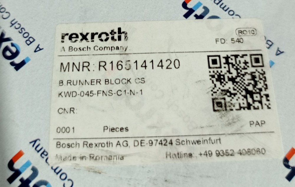 Rexroth R165141420 B. Runner Block CS