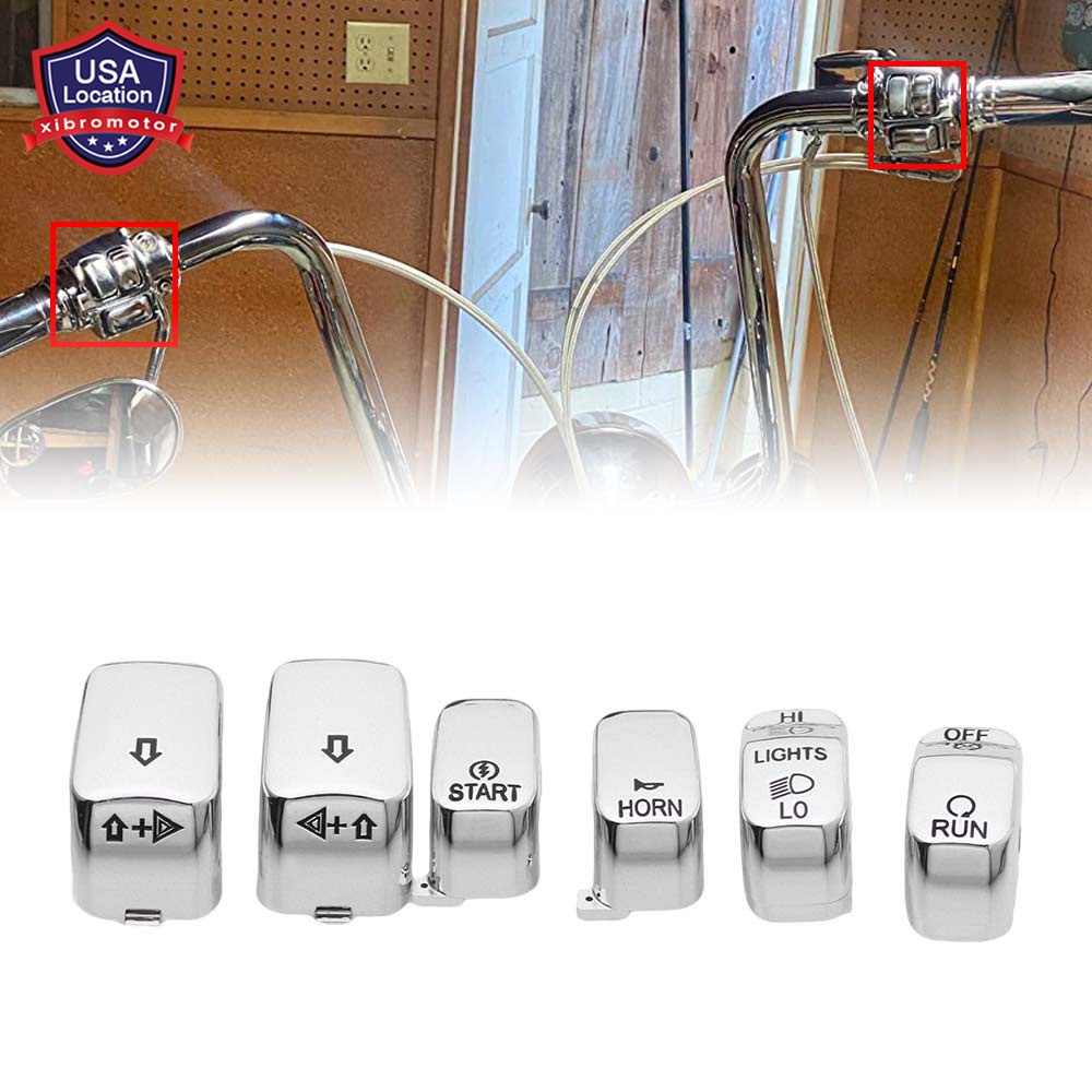 For Harley Touring 96-13 Hand Control Switch Cover Housing Button Cap Set Chrome