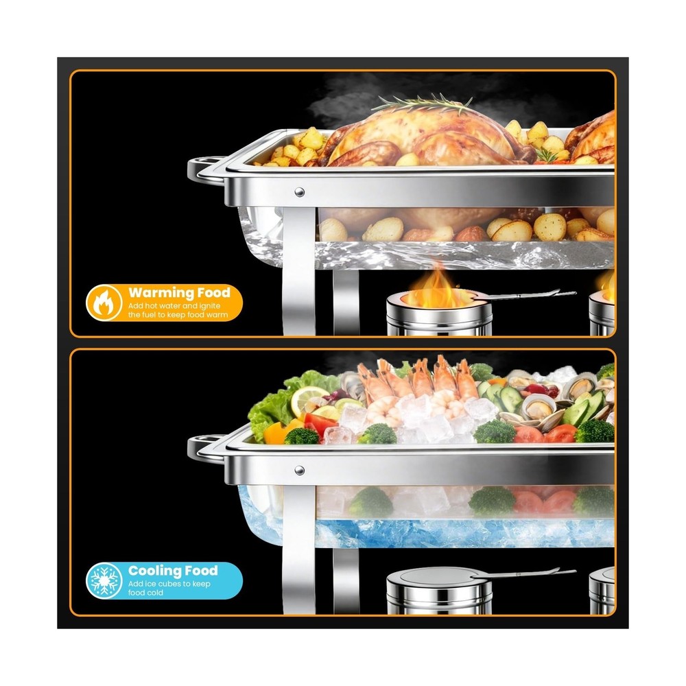 4 Pack Chafing Dishes for Buffet 9QT, Chafing Dish Buffet Set Rectangular wit...