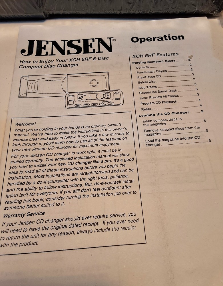 Jensen Model XCH-6RFRB Auto CD Changer Refurbished