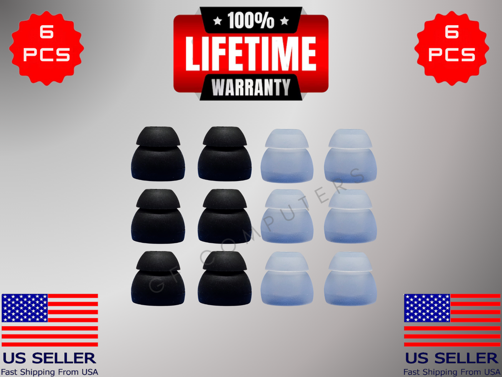 6 Silicone MED Double 2 Layer Tips Earbuds For THUAKER ELGIN KURDENE RUNNER