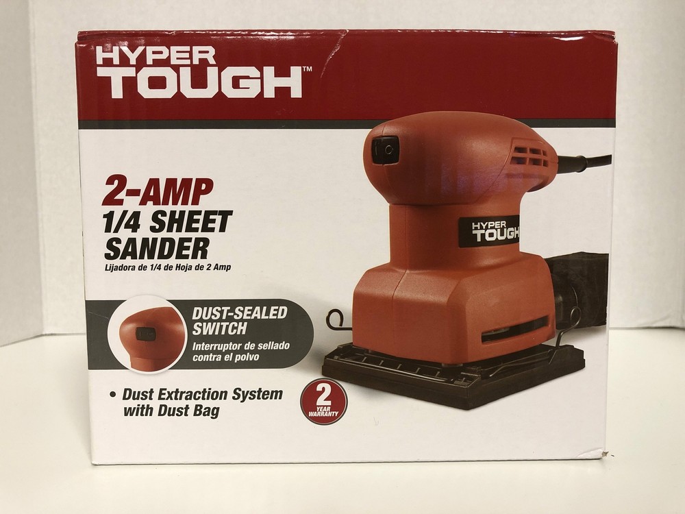 Hyper Tough 2-AMP 1/4 Sheet Sander Dust Sealed Switch Extraction System With Dus