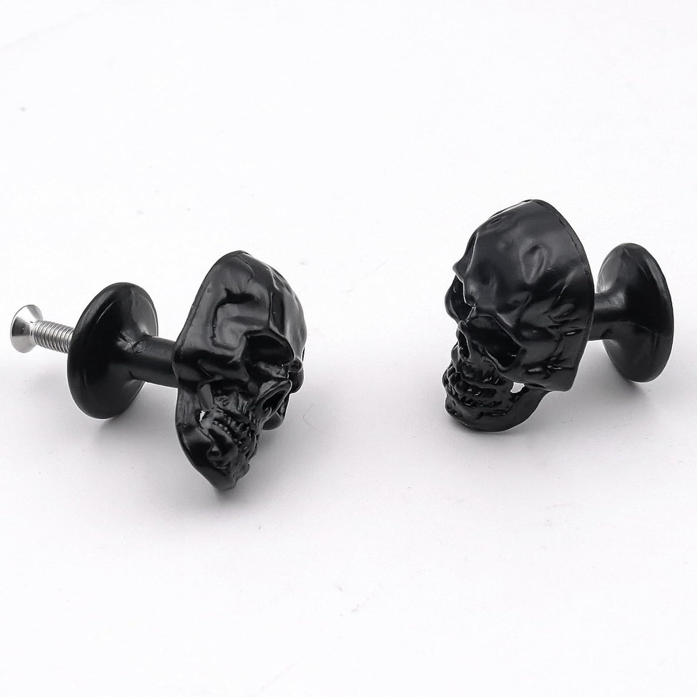 4 Pack Skull Skeleton Cabinets Knobs, Single Hole Pull Handle for Drawer Wardrob