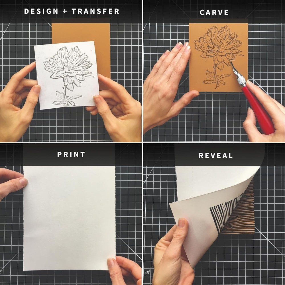 Deluxe Block Printing Kit - Includes Inks, Brayer, Bench Hook, Lino Handle and C