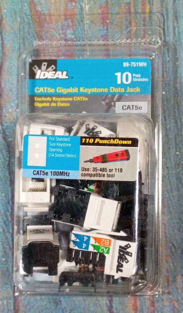 Ideal CAT5e Gigabit Keystone Data Jack - 10 Pack -NEW