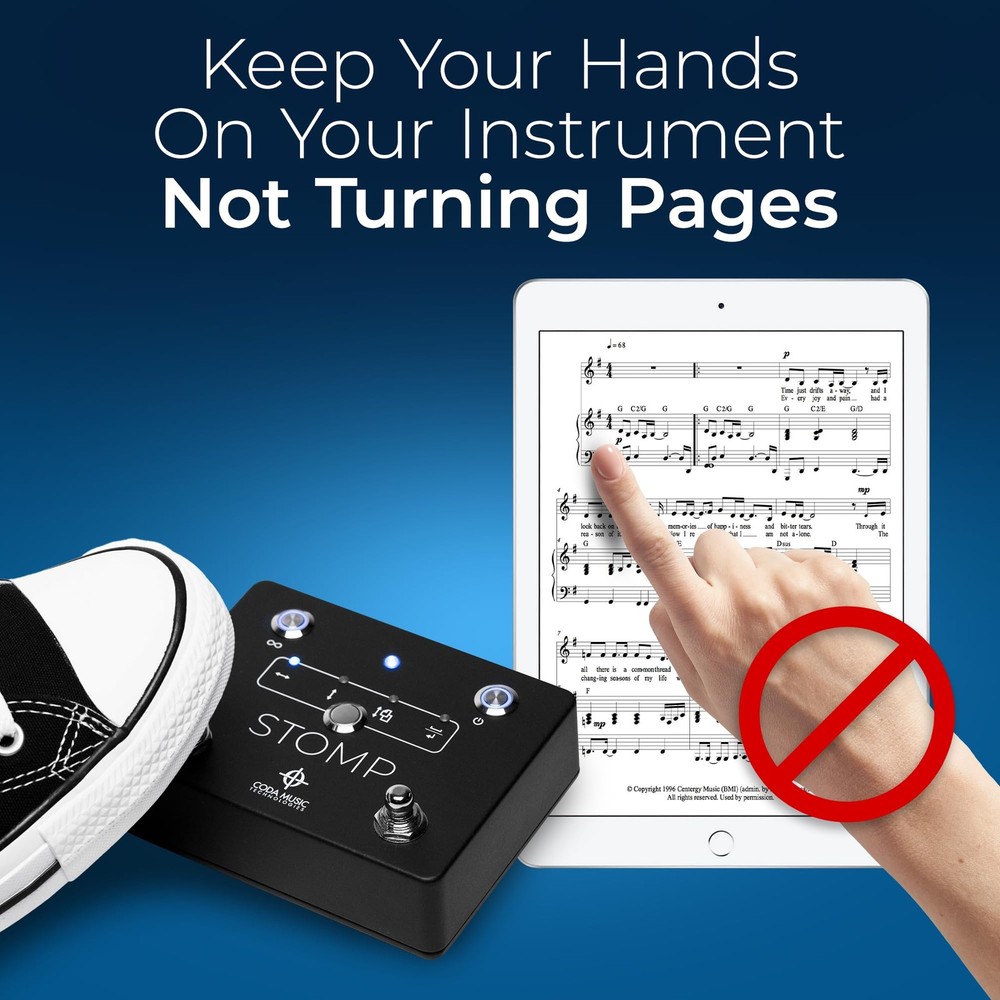 Bluetooth Page Turner Pedal for iPad, Tablets, iPhone, Android HandsFree