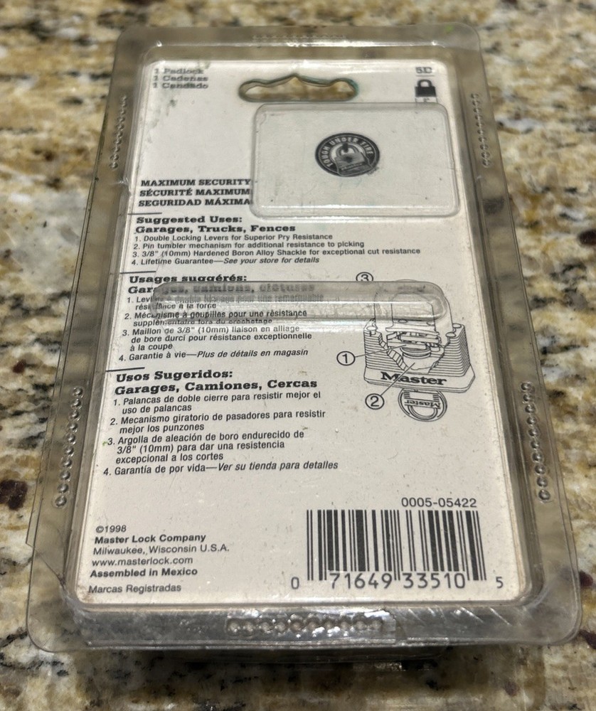 Master Lock Maximum Security Keyed Padlock NEW SEALED