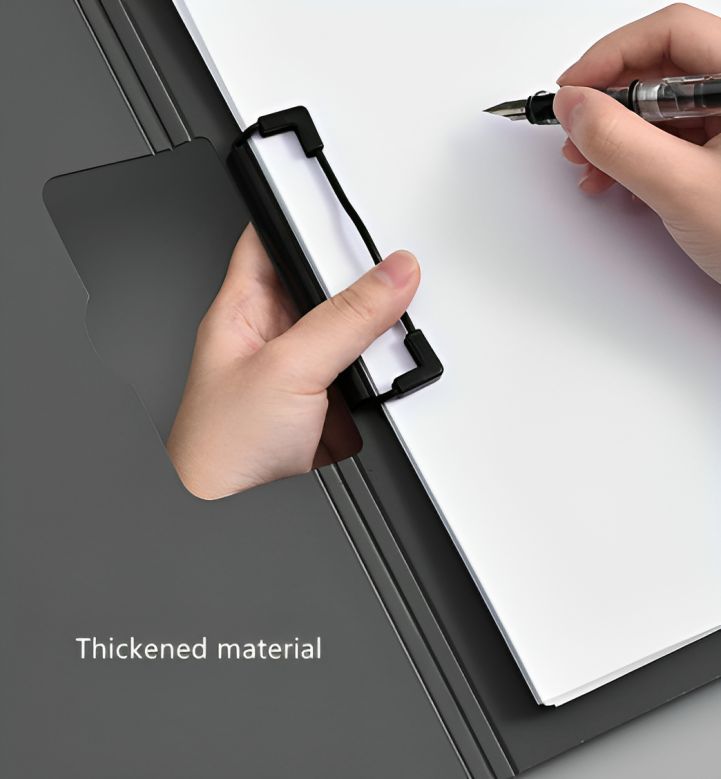 4 Pcs Black Foldable Plastic Clipboard Horizontal Opening, with Protective Cover