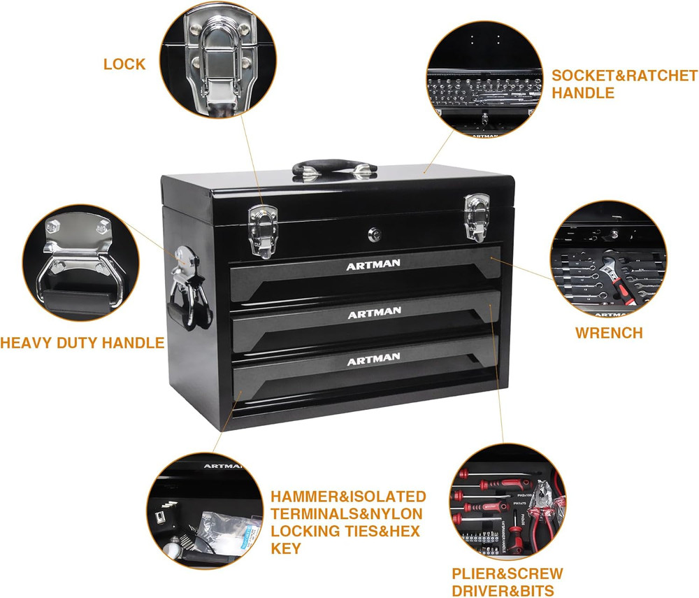 Campfun 439PCS Tool Set, Mechanic Tool Set for Home, Tool Box Set 4-Tier Socket