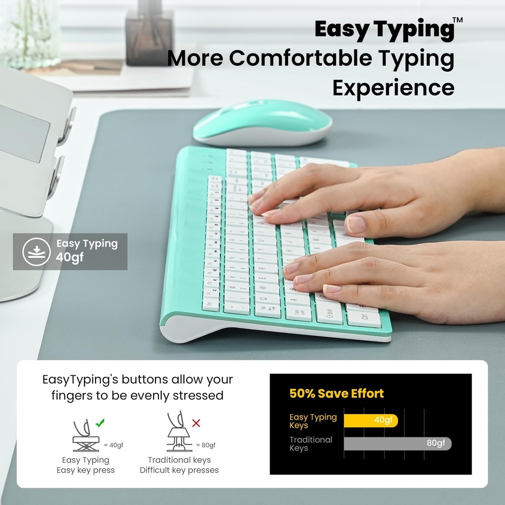 cimetech Wireless Keyboard and Mouse Combo, Compact Full Size Wireless Keyboa...