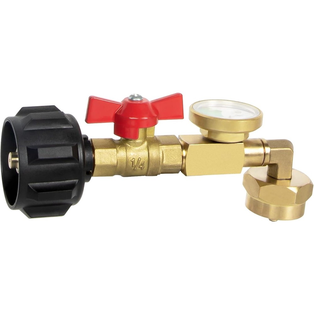 Propane Refill Adapter, Fill 1 Pound Bottles from 20lb Tank, Solid Brass