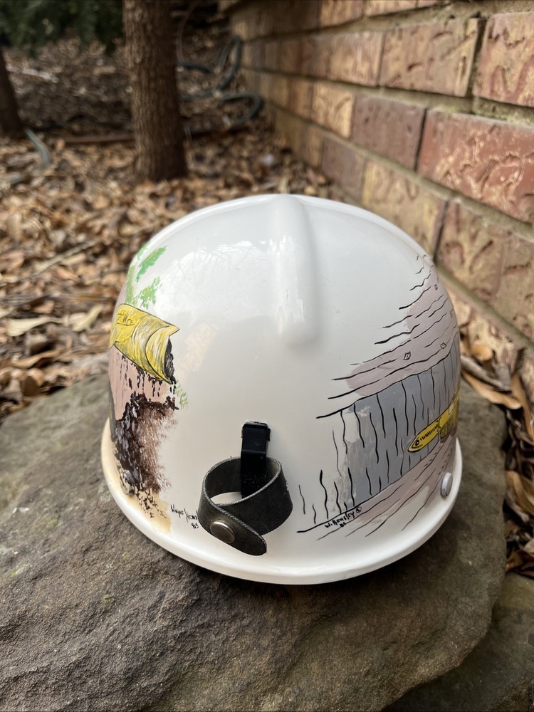 MSA Comfo Cap Mining Hat 1981 Hand Painted Rare White Vintage