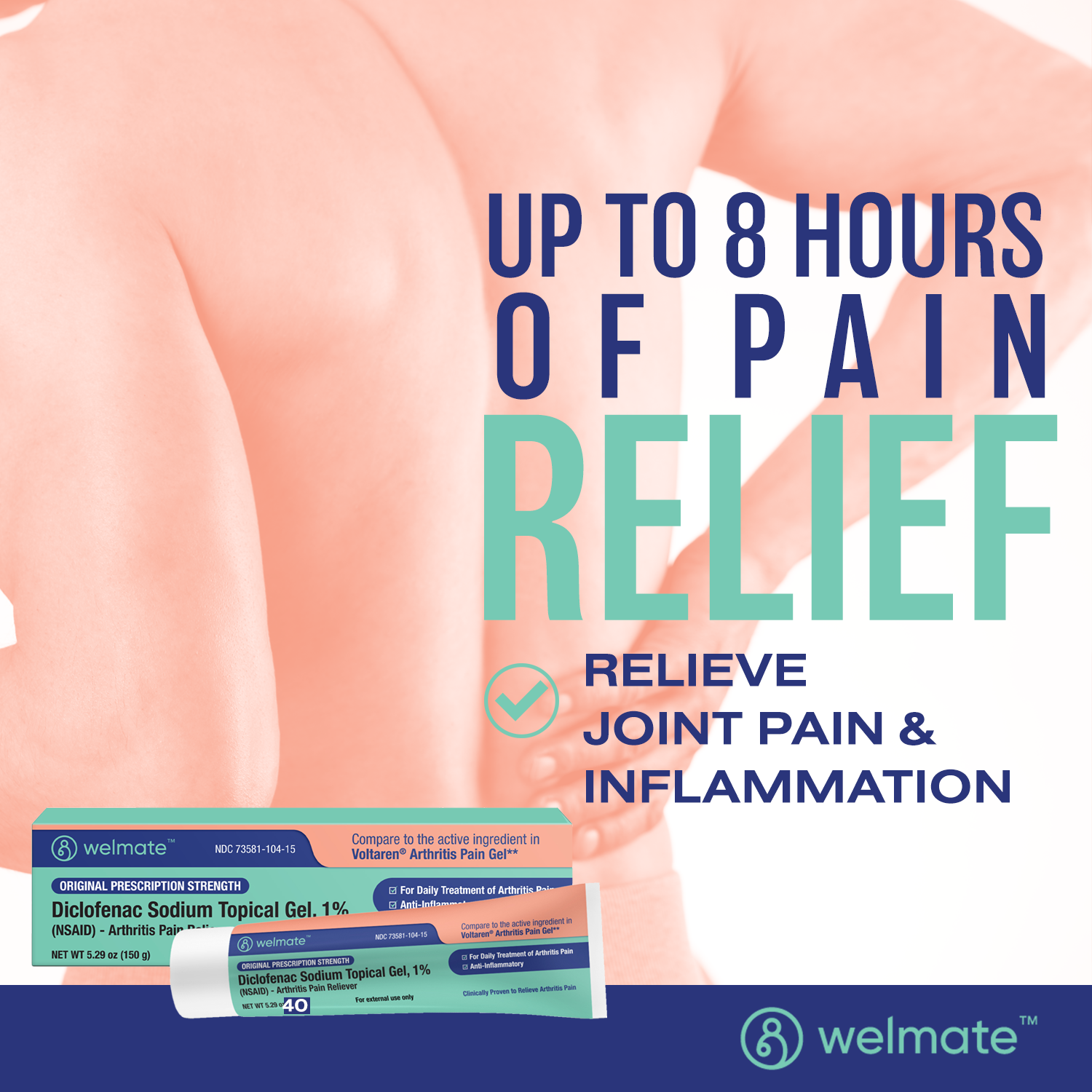 WELMATE Arthritis Pain Reliever - Diclofnac Sodium Topical Gel 1% (150g)