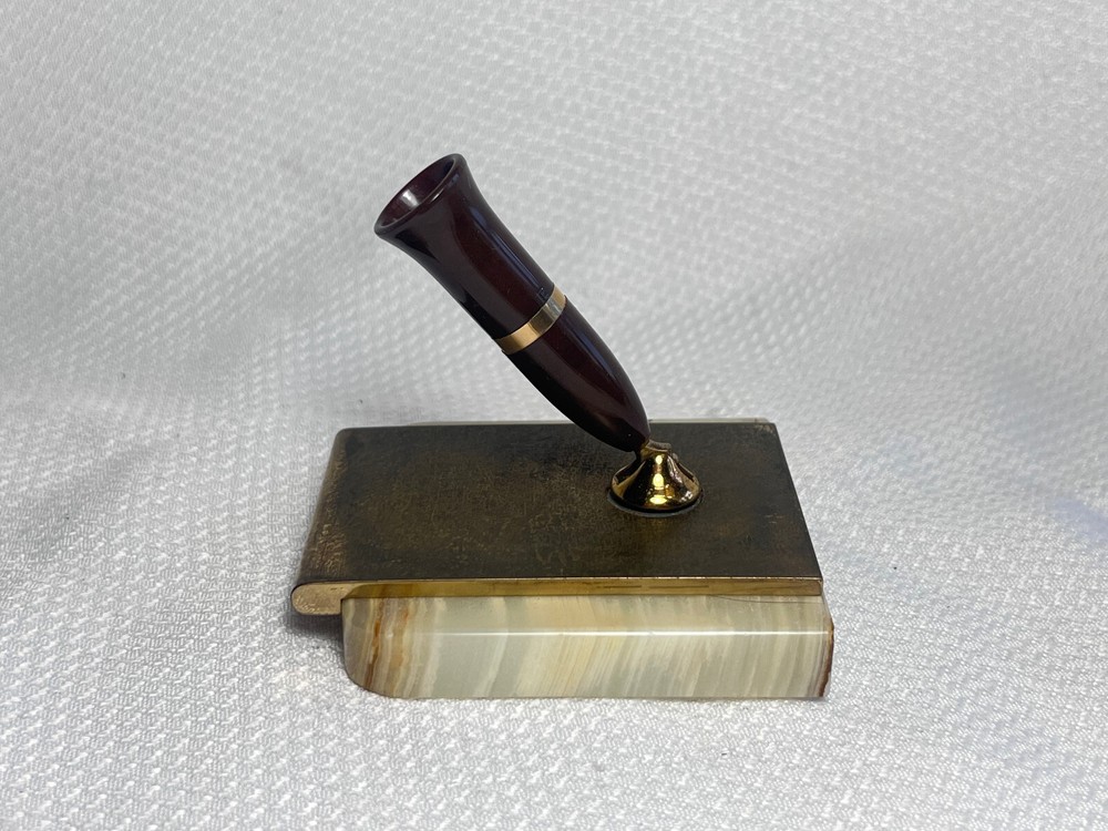 Vtg Sheaffer's Pen Stand Marble Base Desktop Writing Implement Holder