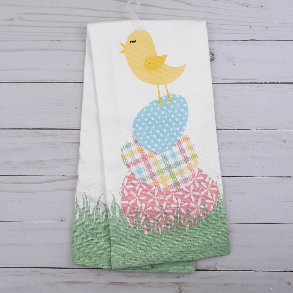 Kitchen Dish Towel Easter Egg Stack Chick Dual Purpose
