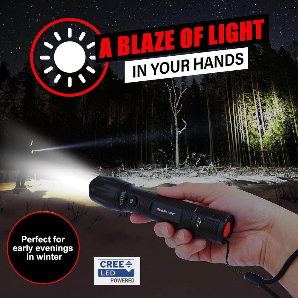 Compact S1000 Tactical Flashlight - High Lumens & USB-C Charging - 2 Pack