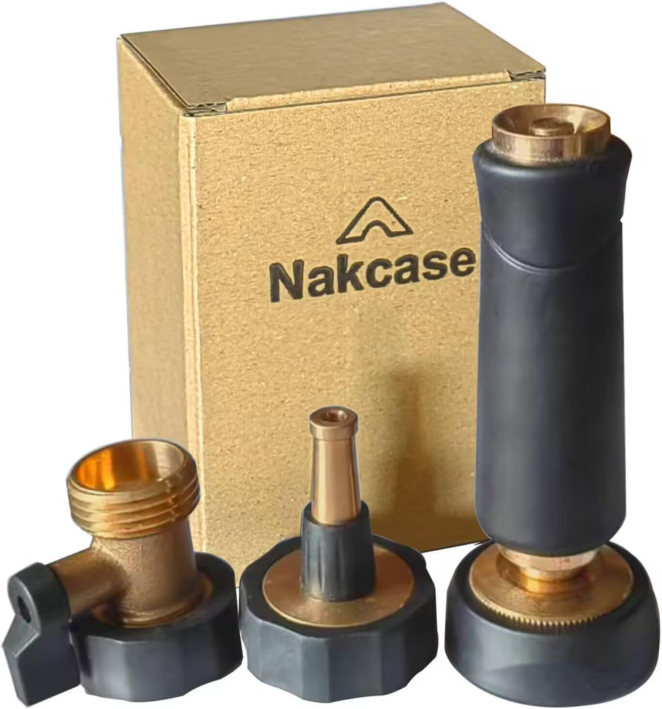 Adjustable Brass Hose Nozzle with On-Off Valve, 3 Pack