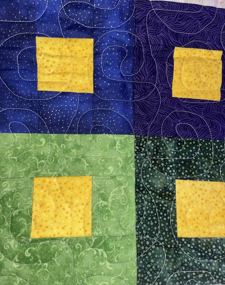 Handmade Quilted Throw Blanket 48” Square