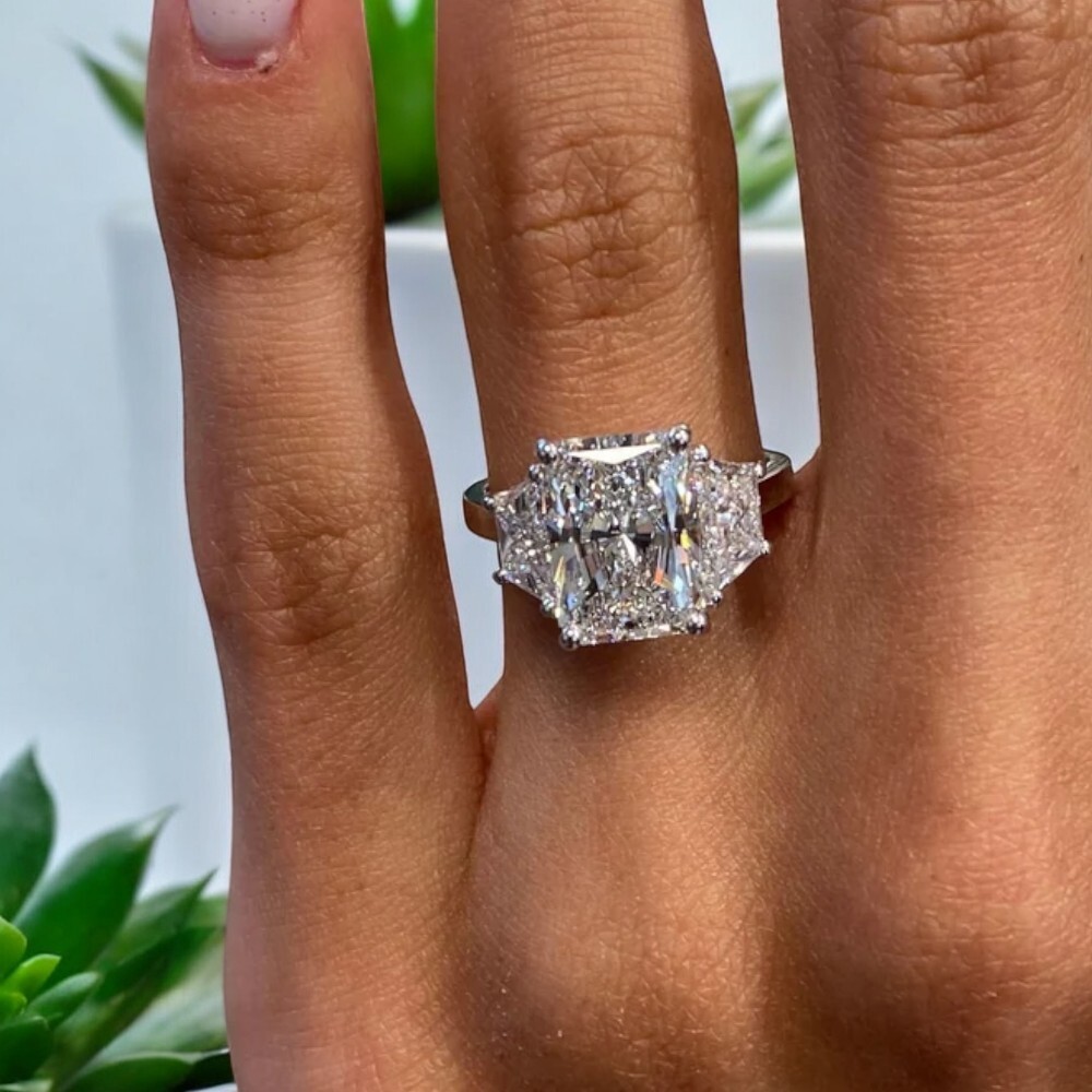 Wedding 14k White Gold Ring Radiant Cut 4.16 Ct Lab Grown IGI Diamond