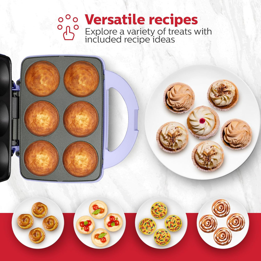 Non-Stick 6-Count Electric Cupcake Maker Machine – Bakes 6 Cupcakes, Muffins, Pi