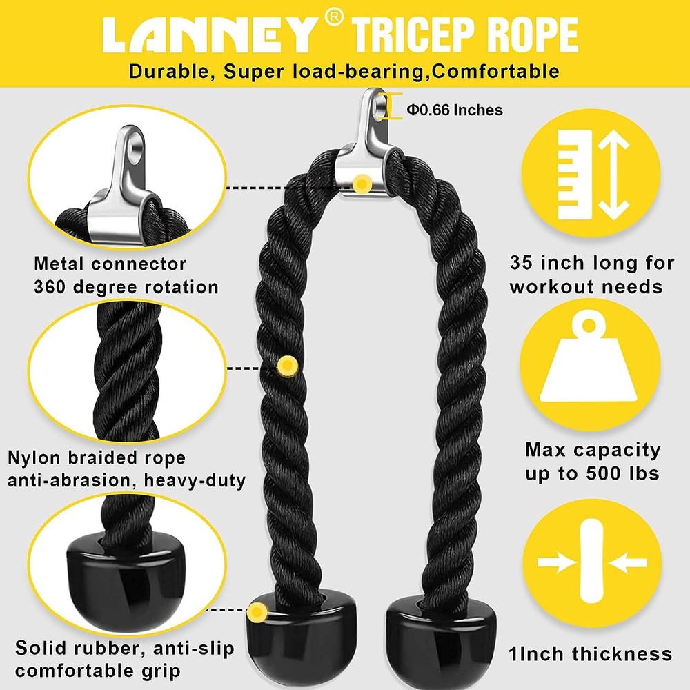 Tricep Rope Cable Machine Attachment 35 Triceps Pull down Rope LAT Pulldown