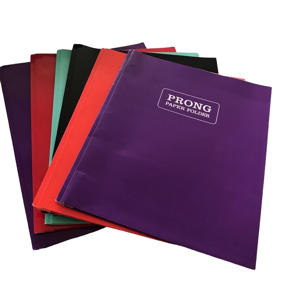 Prong Folder Paper Multi Colored Multi Pack 6 Count Pen + Gear