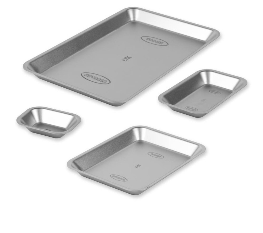 KINOX Stainless Steel Rectangular Plate Set (4pcs) – Stackable – Made in Korea