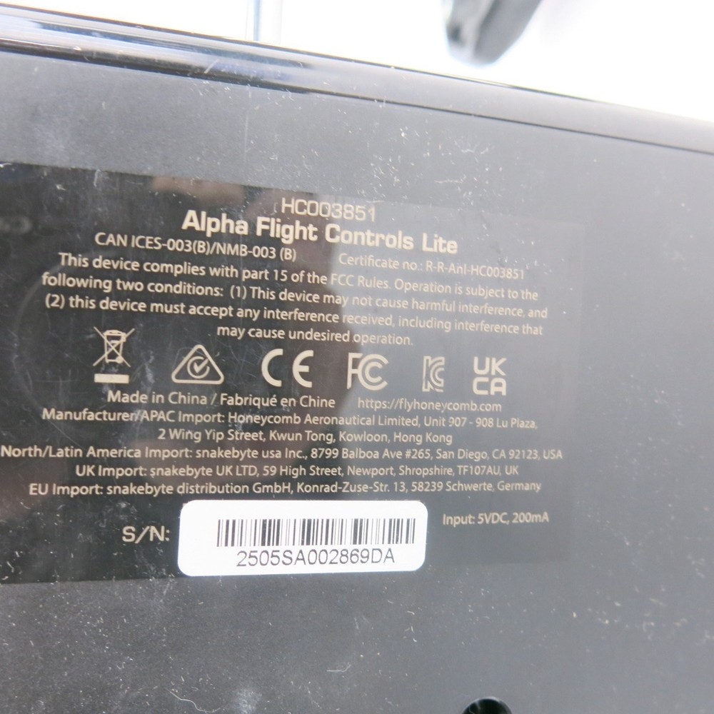 Honeycomb Aeronautical - Alpha Flight Controls LITE - Black Used