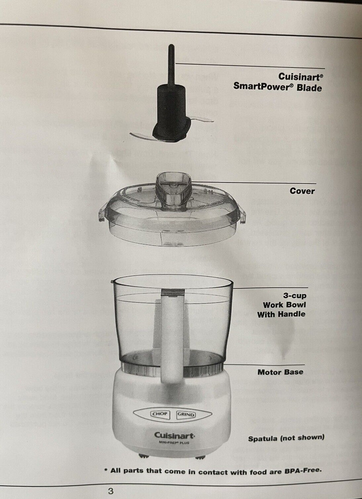 Cuisinart Instruction & Recipe Book DLC-2A Series Mini Prep Processor
