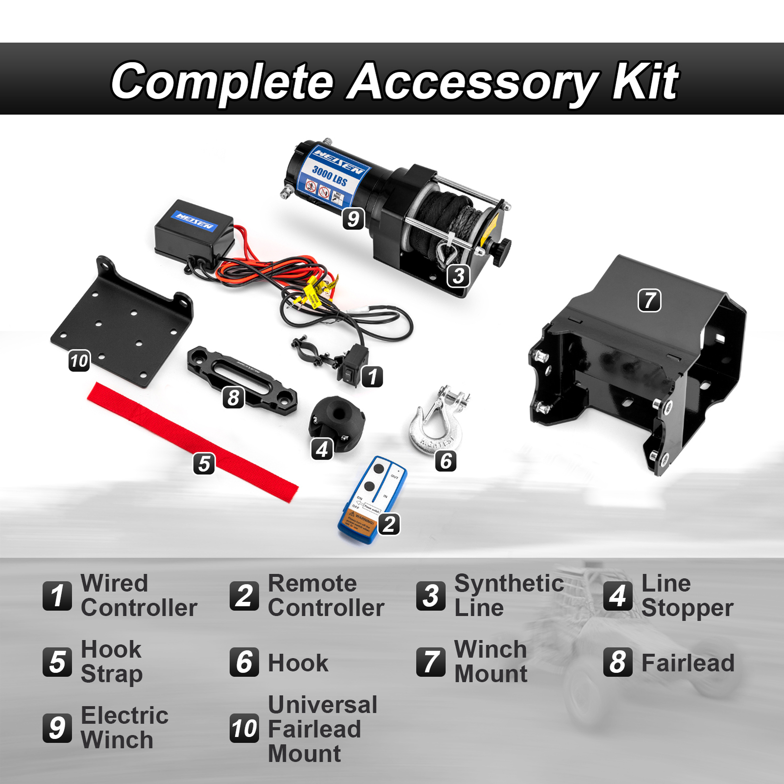 For Polaris Sportsman 570 Winch and Mount Plate Kit 2014-2025 3000 lbs ATV
