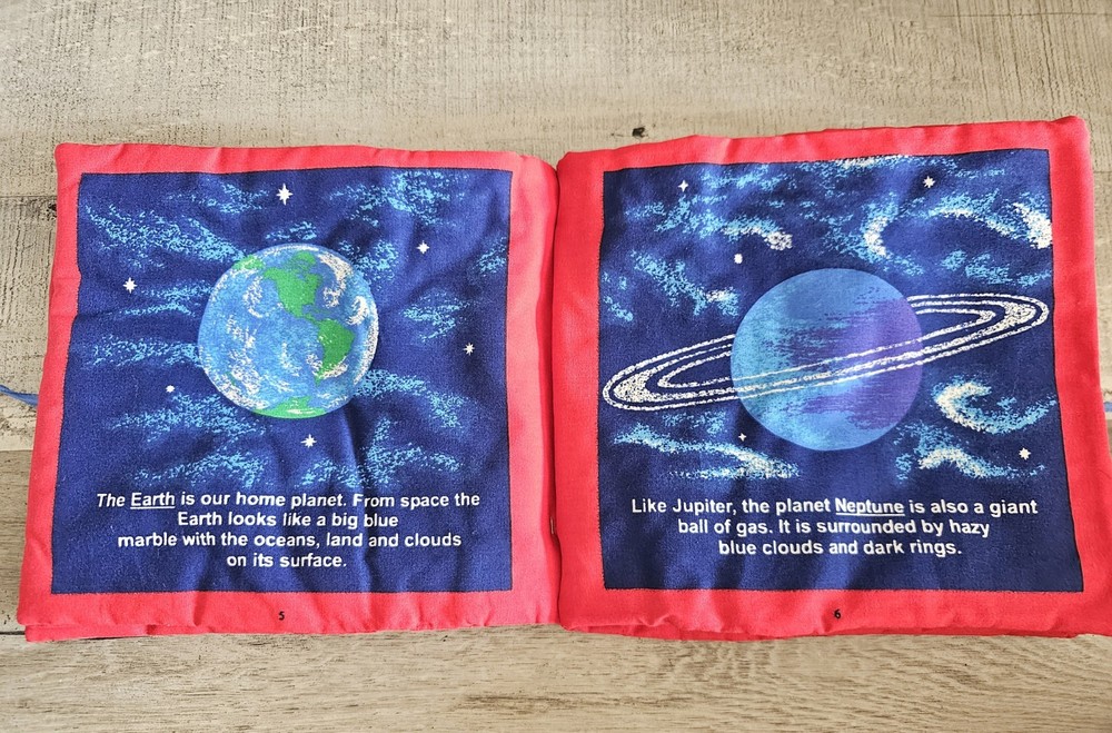 Exploring The Solar System Outer Space Fabric Panel Quilted Book Educational G20