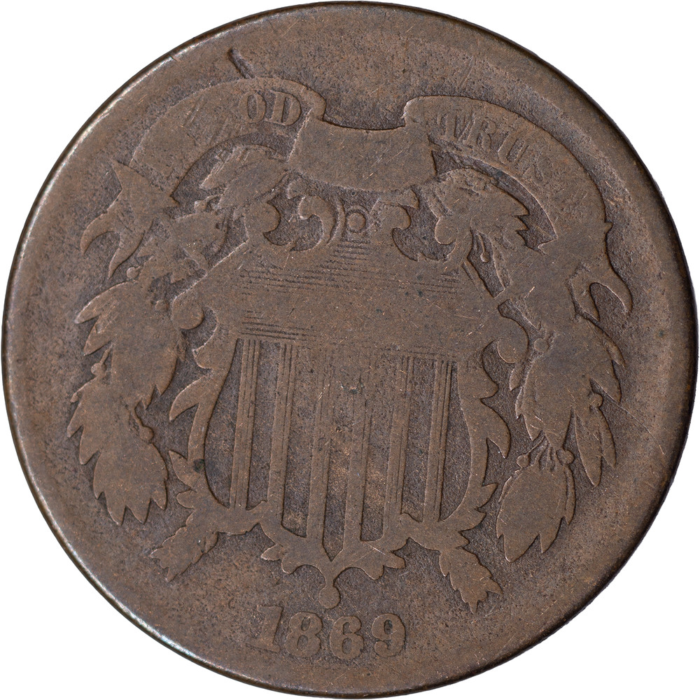 1869 2c Two Cent Piece ~ AG