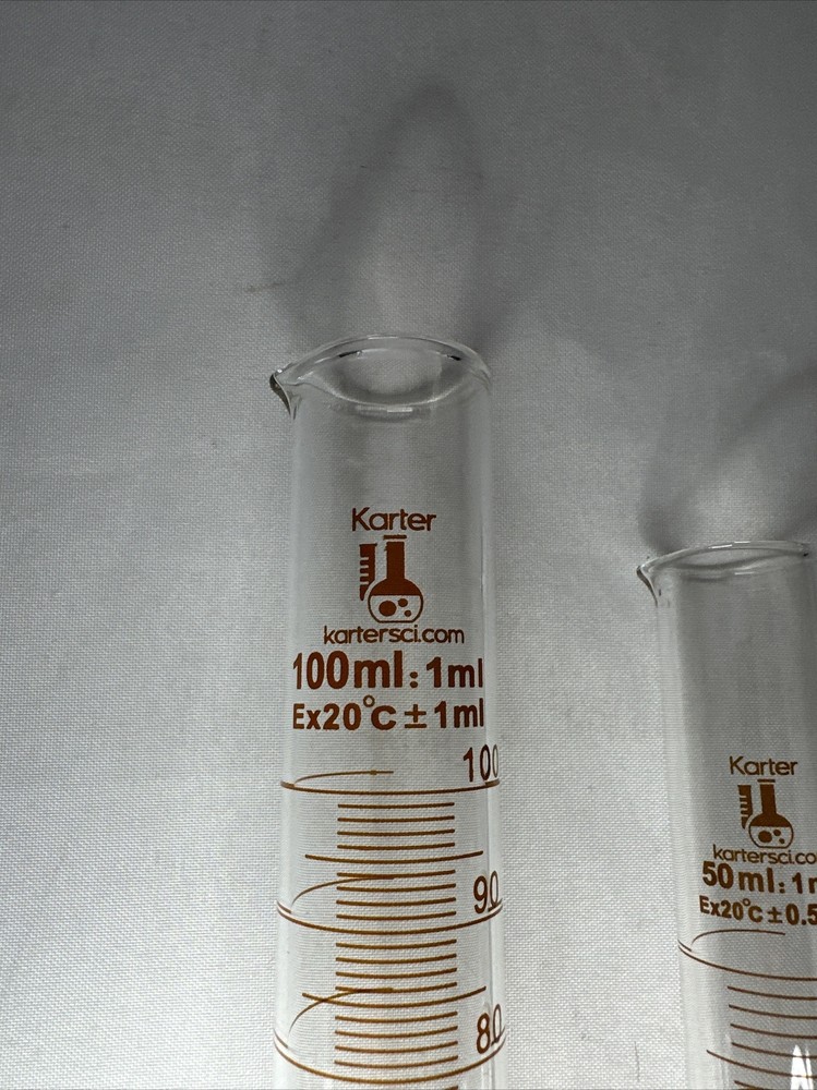 Karter Scientific Lab ware Measuring Cylinder Set Hexagonal Base 10mL 50mL 100mL