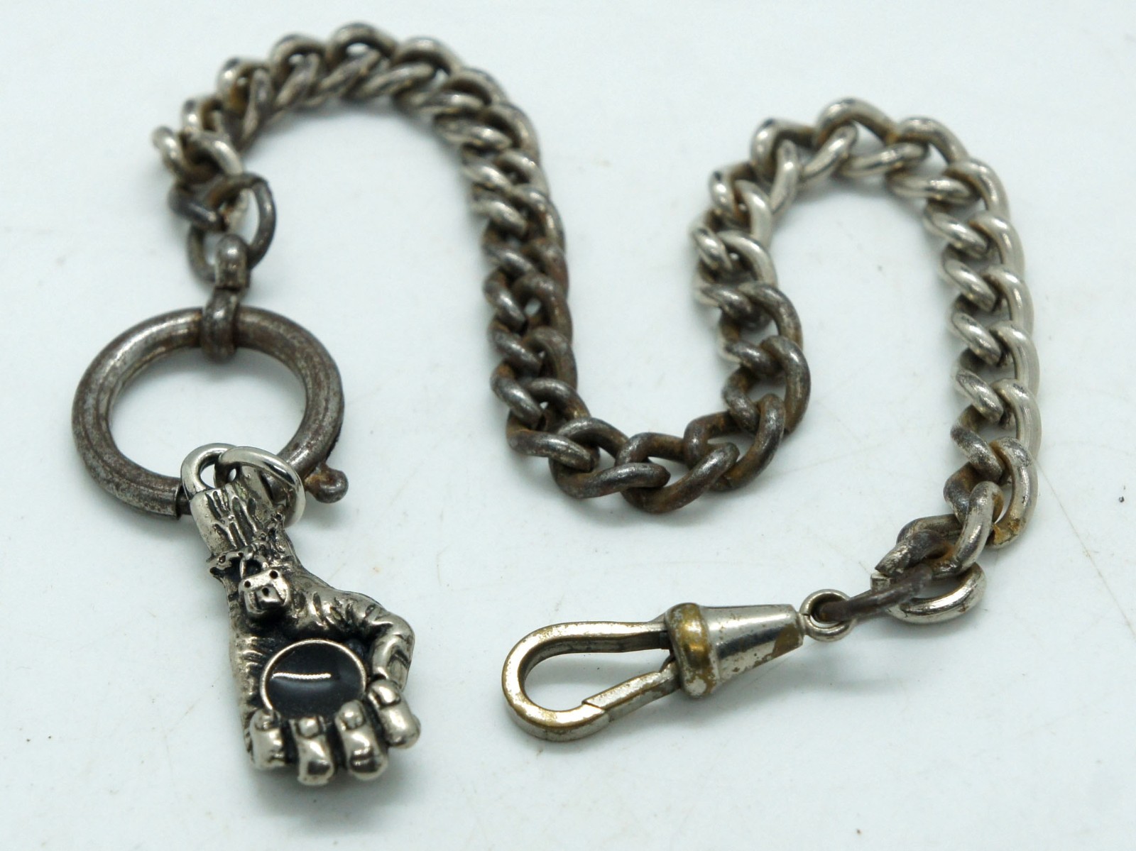 Vintage Pocket Watch Chain with Clasp Swivel and Pendant 25 cm