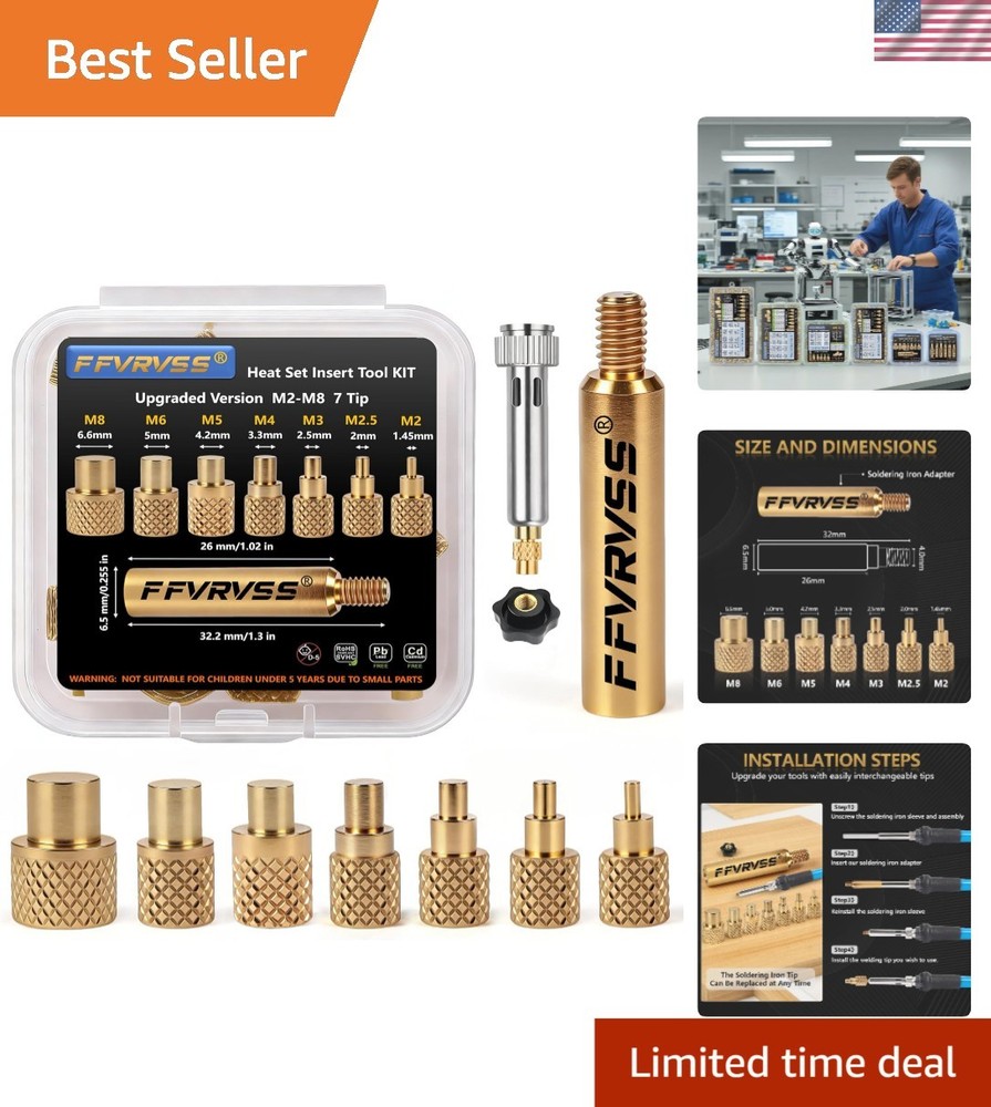 7x  Soldering Tips Set for M2-M8 Inserts - Compatible with 900M & T18