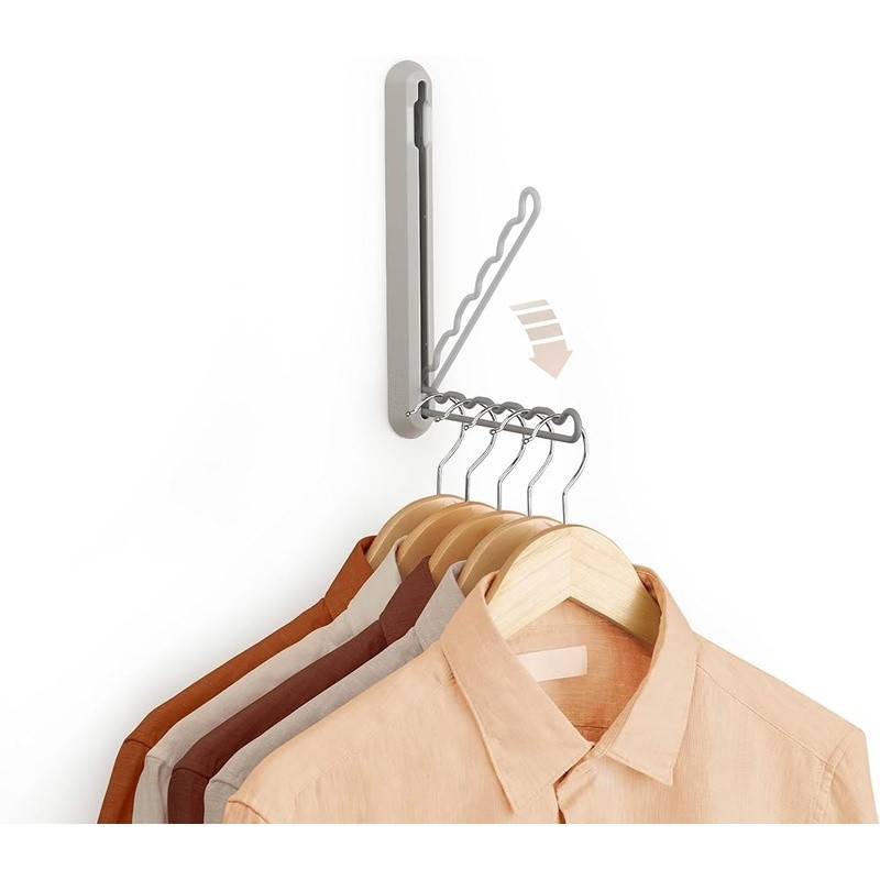 Foldable Temporary Hanging Rail Clothes Drying Rack Wall Mounted Space Saver New