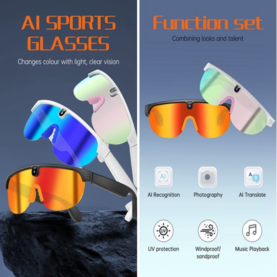 AI Camera Smart Glasses Multifunction and Bluetooth Call Voice Assis