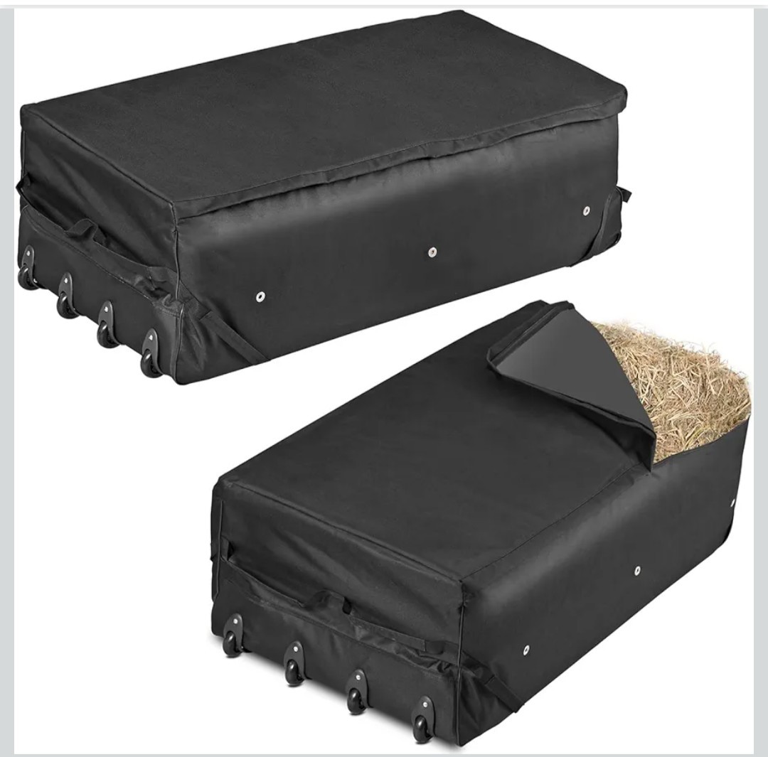 2 Pack Waterproof Rolling Hay Bale Bag, 4 Heavy Duty Wheels 46” x 23” x 16”