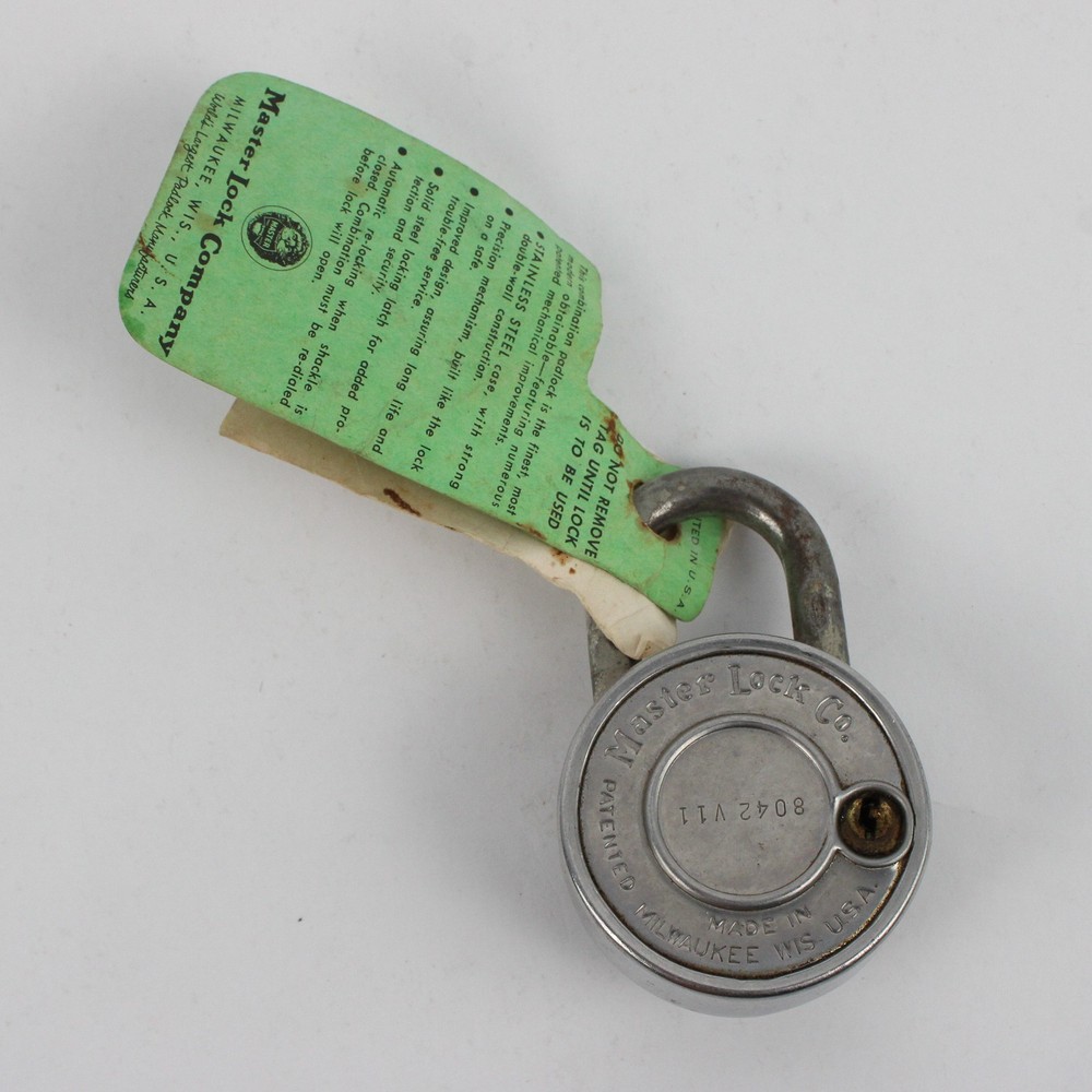 Vintage Master Lock Co. Padlock w/ Combination FLAWED