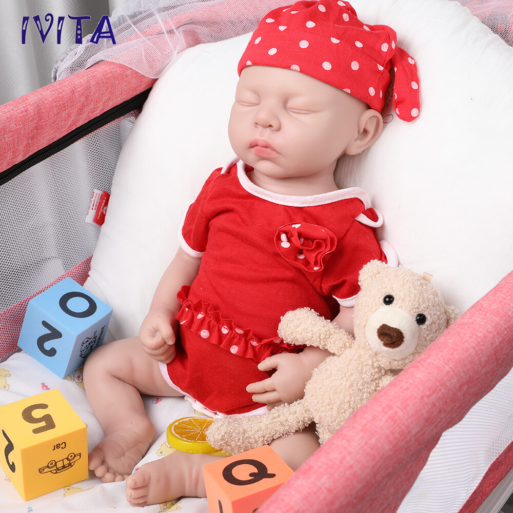 18" 3200g Handmade Sleeping Baby Newborn Girl Lifelike Silicone Reborn Doll Toys