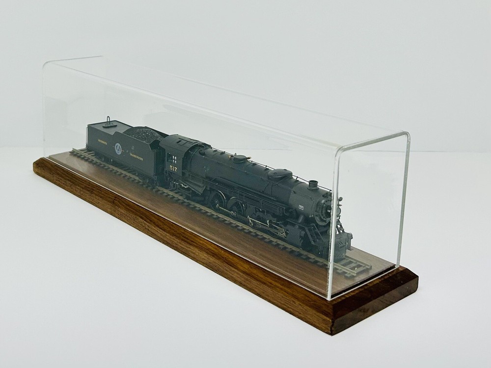 12" Long HO Scale Model Train Display Case, Walnut Base