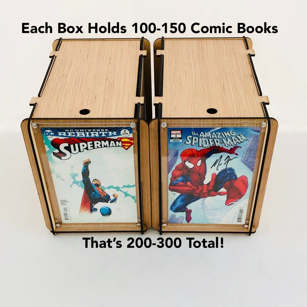 Two Pack Comic Book Storage Boxes & Acrylic Frames - One for a Gift-One for You