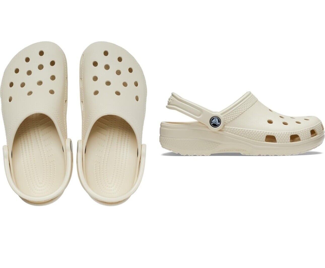 Crocs Classic Clog Unisex Slip On Ultra Light Water-Friendly Sandal-Bone