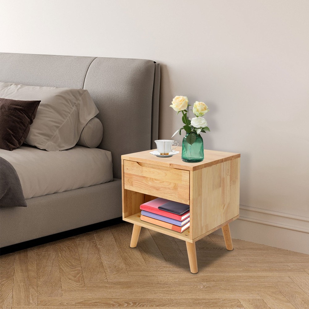 Modern Rectangular Sofa Side Table Bedside Table With Drawer Wood Color NEW/US